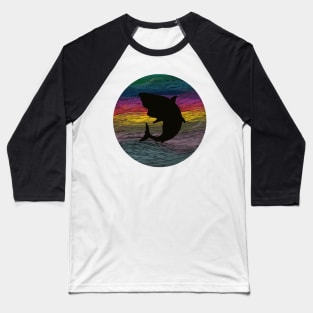 Shark shadow on Deep rainbow Water Baseball T-Shirt